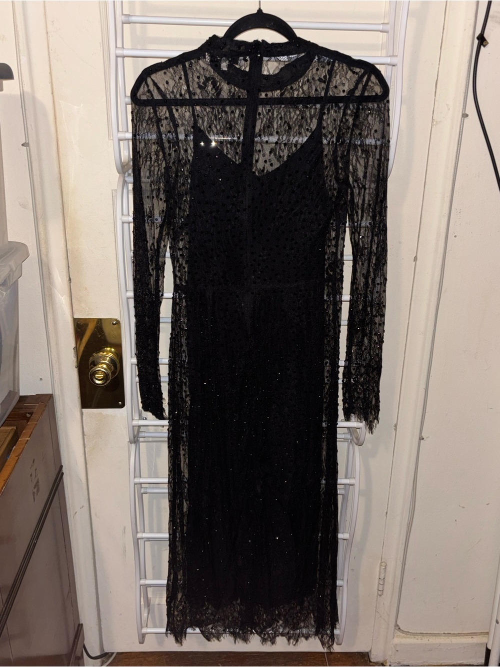 Sea New York Seraphina Black Embellished Lace Midi Dress 6 Dark Romantic Whimsi - Picture 3 of 7